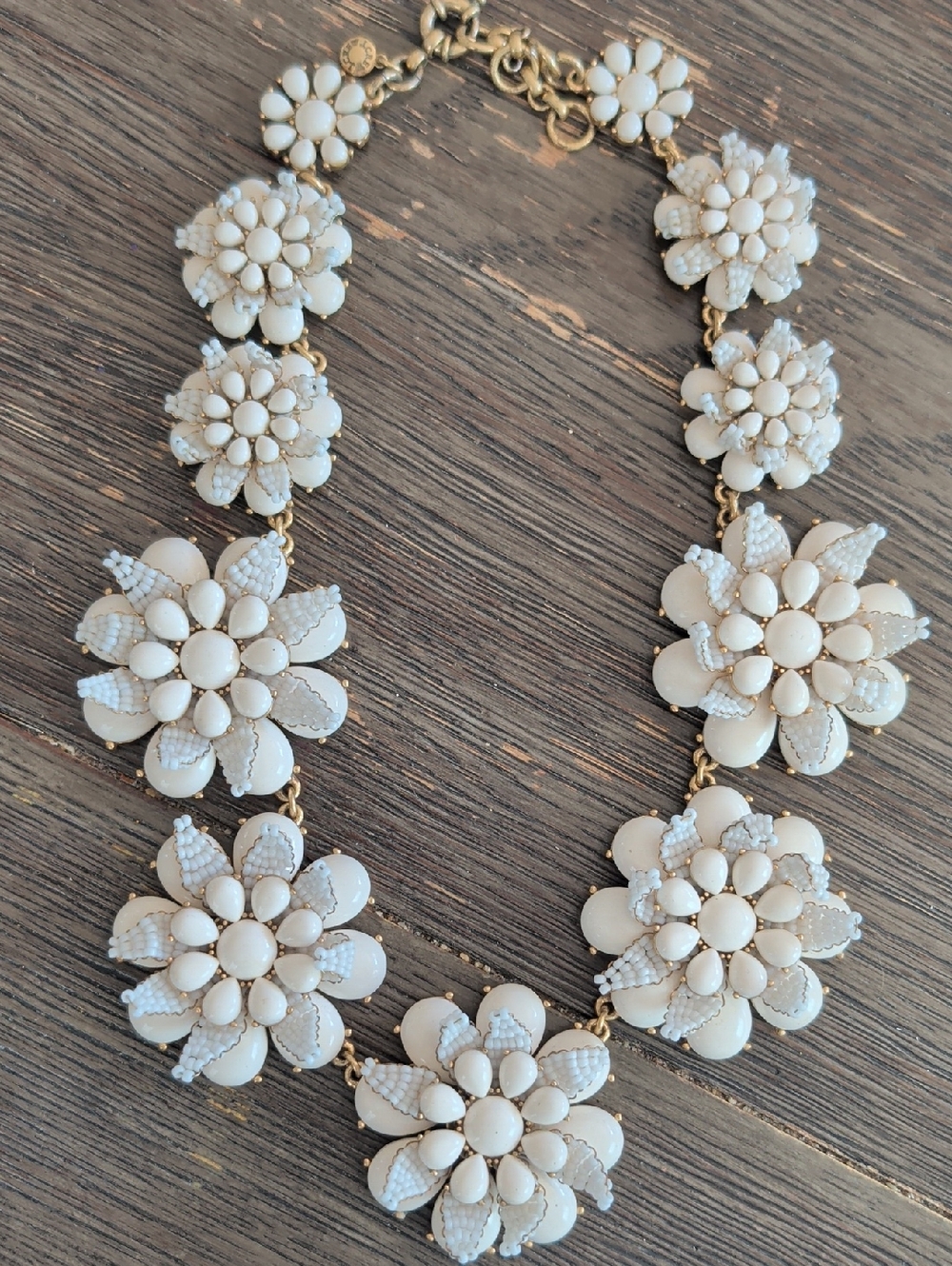 vintage J Crew Ivory Floral Statement Necklace -Women’s Jewelry